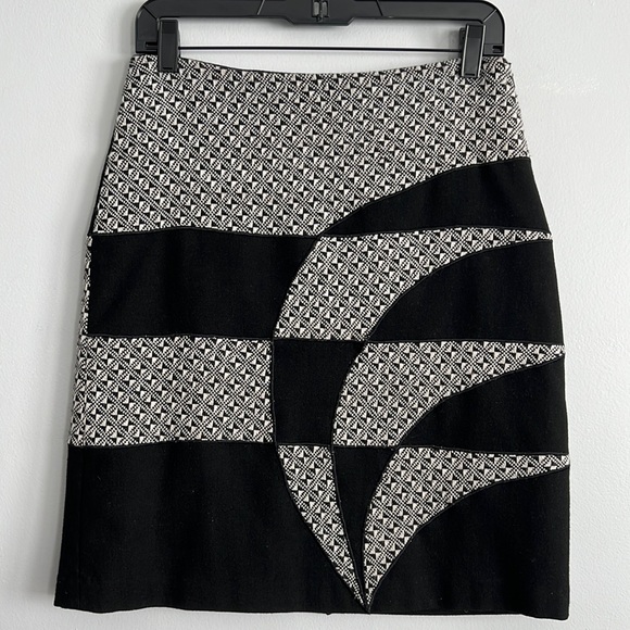 Wool Textured Houndstooth Debbie Shuchat Knee Length A-Line Skirt Womens S 2 4 - Picture 3 of 12